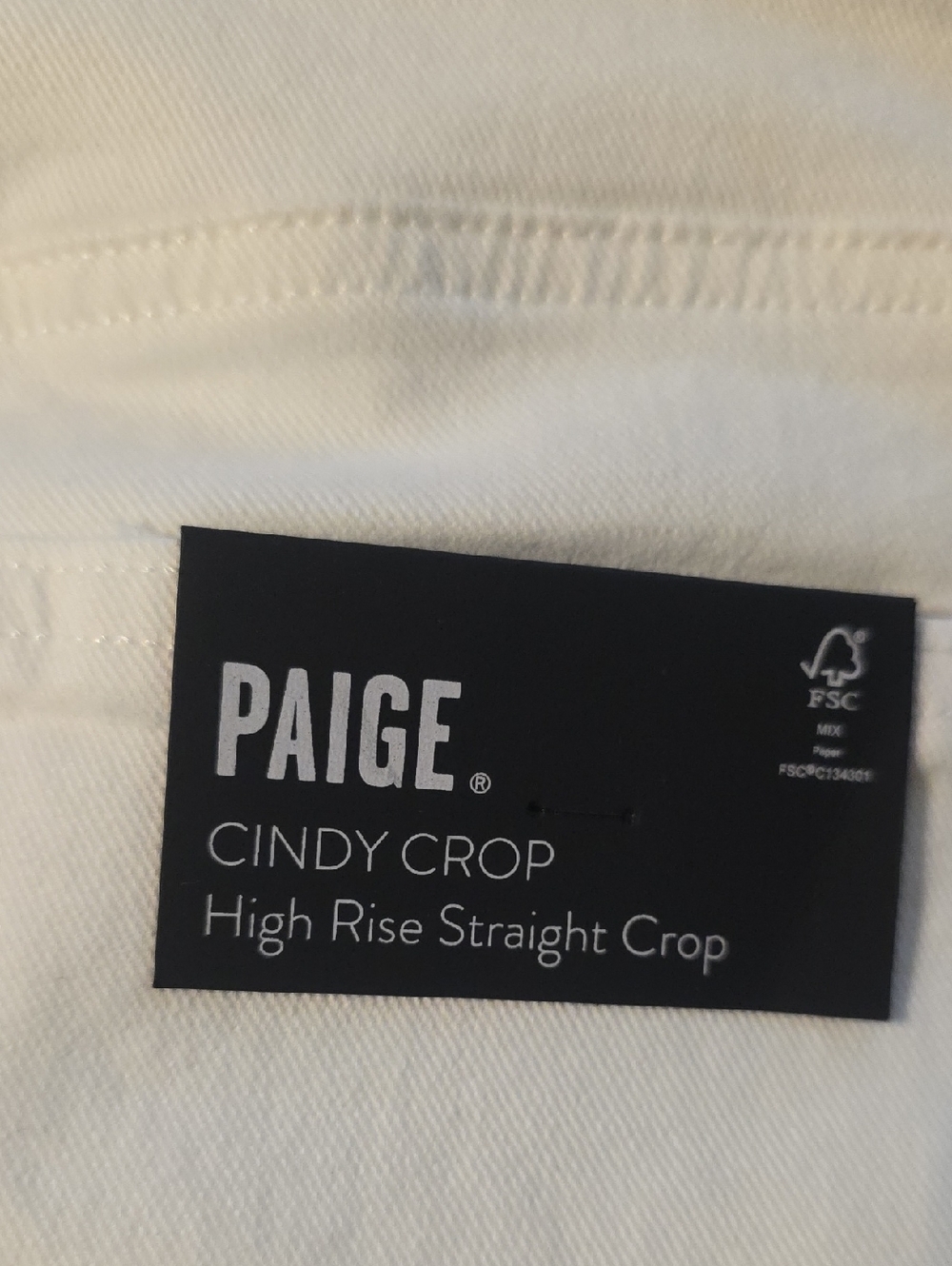PAIGE White Cindy Crop Crisp White With Destroyed Hem Straight Leg Jeans Size 25 - Picture 2 of 11